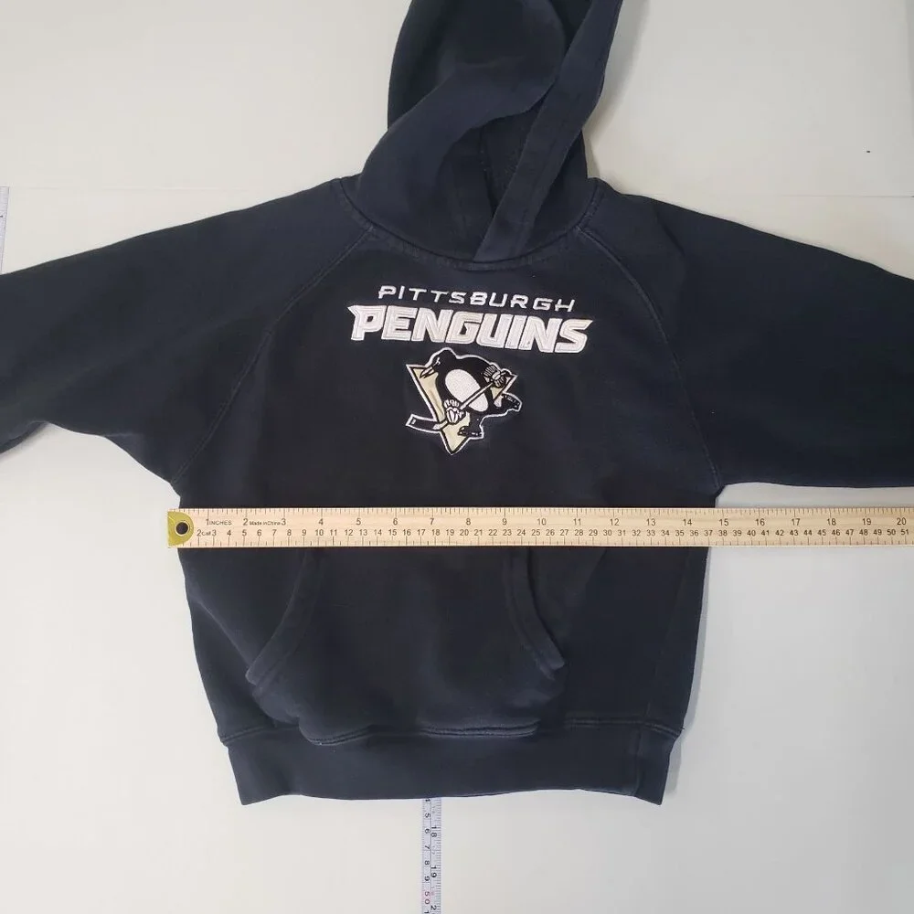 Vintage Kids Pittsburgh‎ Penguins Reebok Youth Hoodie Size 5/6 Black NHL Hockey